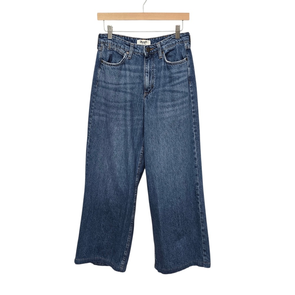 Wrangler Retro Womens High Rise Wide Leg Jeans Medium Wash Blue 28x32 112359363‎